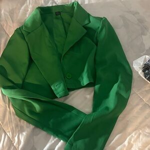 SHEIN Vibrant Green Cropped Blazer